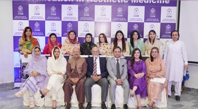 Group photograph at the Certification in Aesthetic Medicine ceremony, Riphah International University