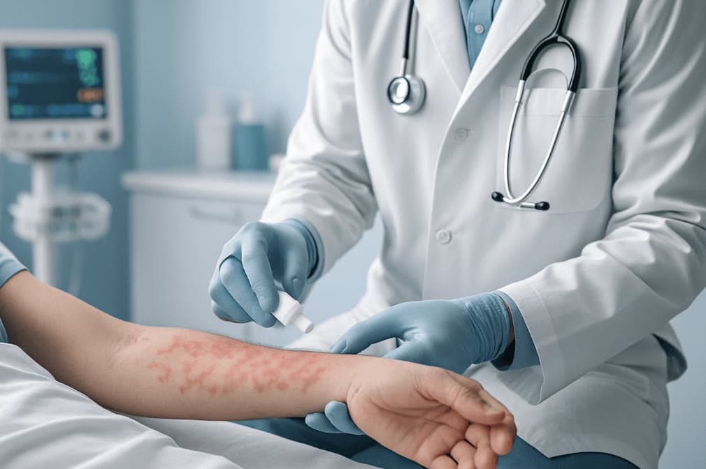 Clinical photograph showing skin allergies & rashes